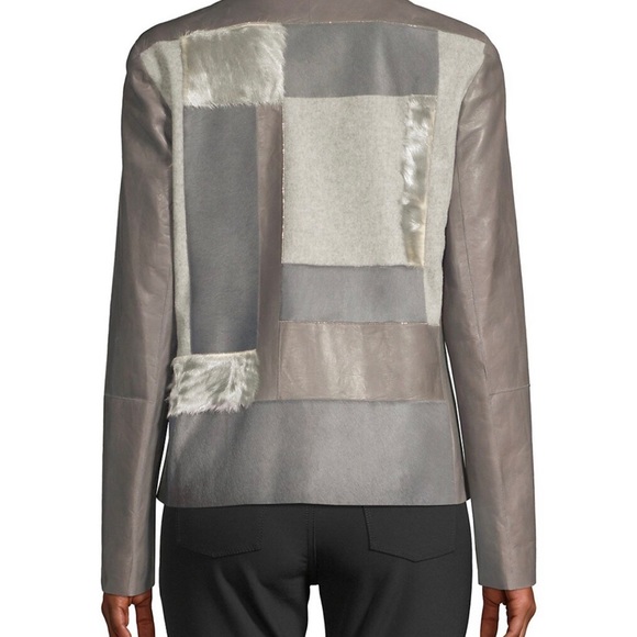 Lafayette 148 New York Toluca Lambskin Jacket with Calf Hair Patchwork - Picture 2 of 10